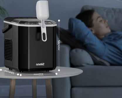 Eiswürfelmaschine Tragbar & Selbstreinigend – Mini Ice Maker mit Griff & Korb, 9 Eiswürfel in 6 Min., bis 12 kg pro Tag ✅
