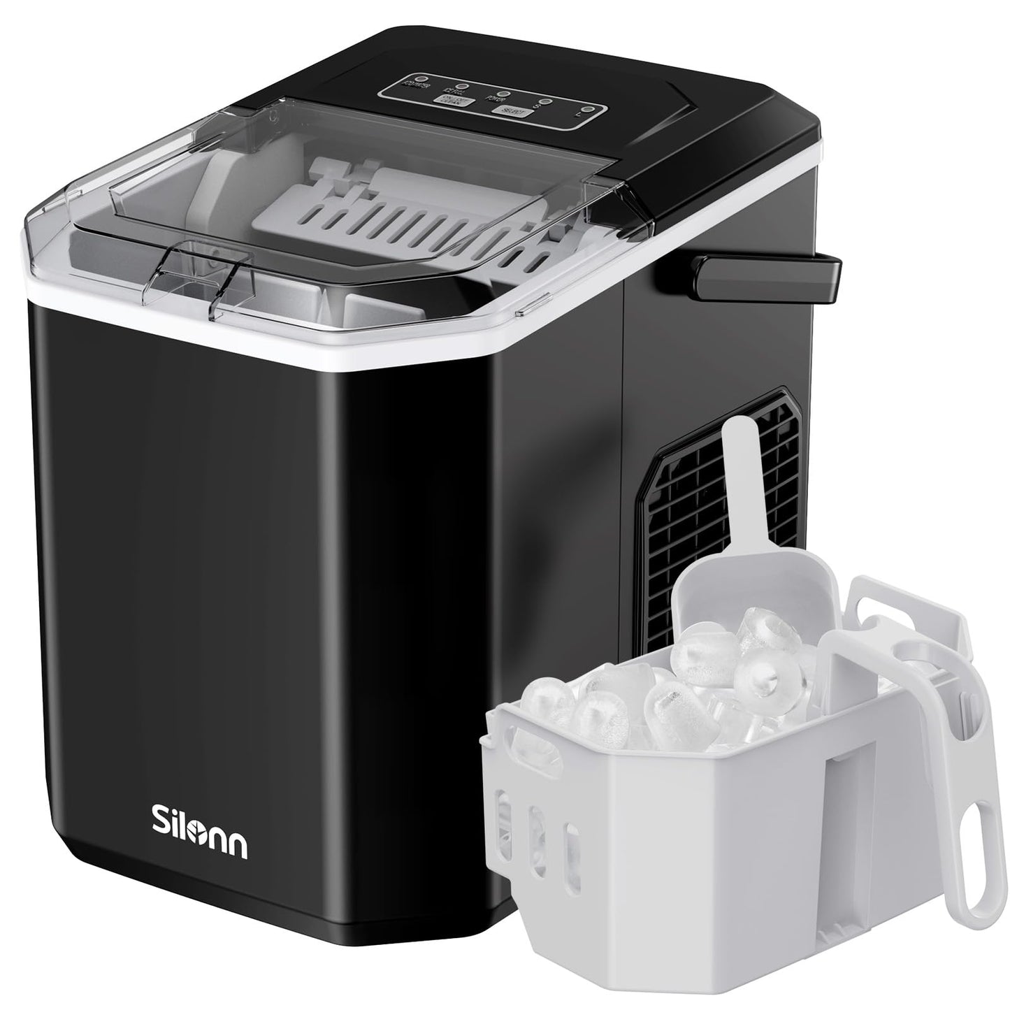 Eiswürfelmaschine Tragbar & Selbstreinigend – Mini Ice Maker mit Griff & Korb, 9 Eiswürfel in 6 Min., bis 12 kg pro Tag ✅