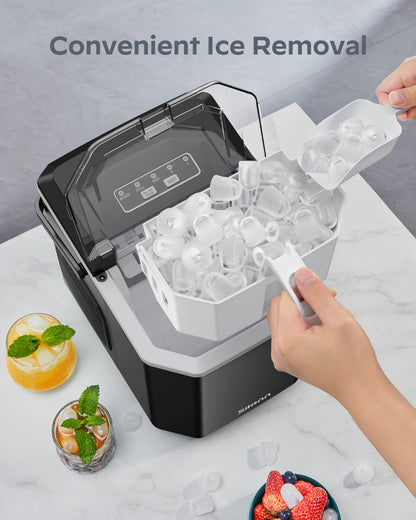 Eiswürfelmaschine Tragbar & Selbstreinigend – Mini Ice Maker mit Griff & Korb, 9 Eiswürfel in 6 Min., bis 12 kg pro Tag ✅