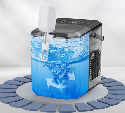 Eiswürfelmaschine Tragbar & Selbstreinigend – Mini Ice Maker mit Griff & Korb, 9 Eiswürfel in 6 Min., bis 12 kg pro Tag ✅